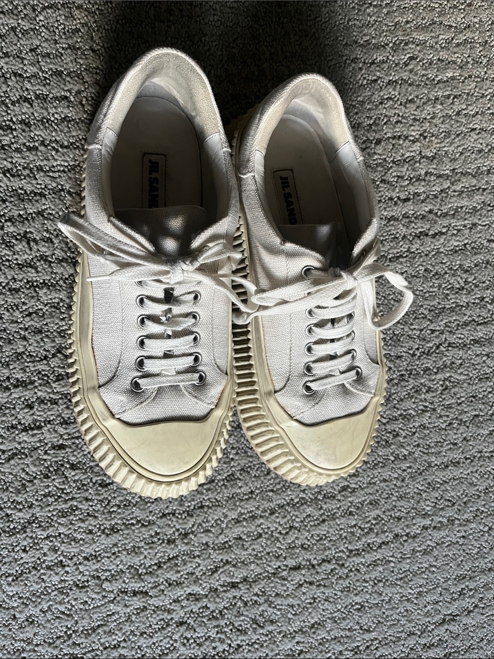 Jil Sander Off-White Canvas Low-Top Sneakers